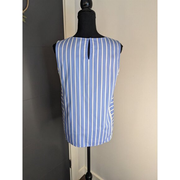 Ann Taylor Blue and White Striped Sleeveless Blouse - S - Picture 3 of 9